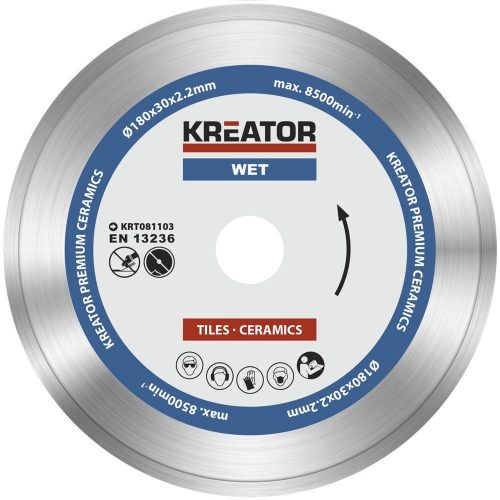 Kreator gyémánt vágótárcsa 180 mm Prémium Nedves KRT081103