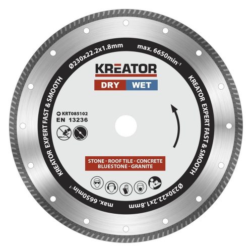 Kreator gyémánt vágótárcsa 230 mm Expert Turbo KRT085102