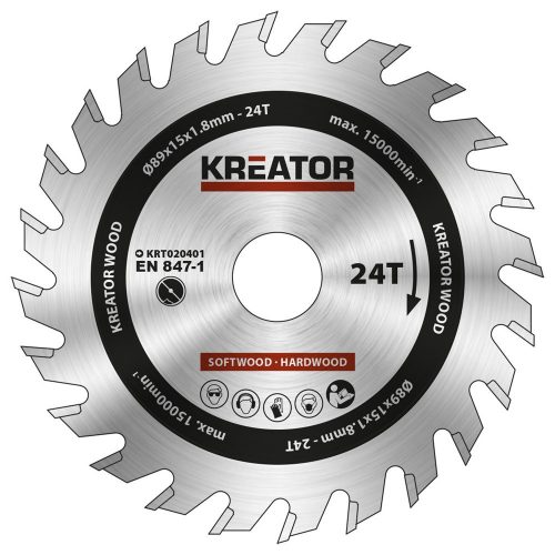 Kreator körfűrészlap 89 mm 24 fog fa   KRT020401