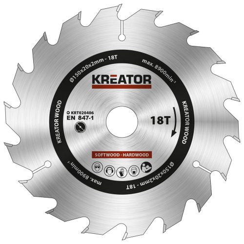 Kreator körfűrészlap 150 mm 18 fog fa  KRT020406