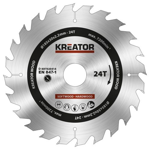 Kreator körfűrészlap 185 mm 24 fog fa  KRT020414