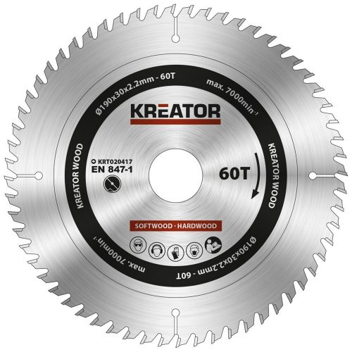 Kreator körfűrészlap 190 mm 60 fog fa  KRT020417