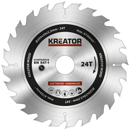 Kreator körfűrészlap 200 mm 24 fog fa  KRT020418