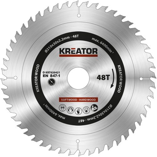 Kreator körfűrészlap 210 mm 48 fog fa  KRT020421