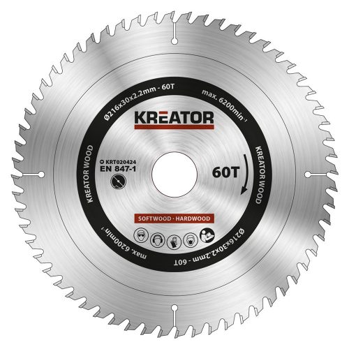 Kreator körfűrészlap 216 mm 60 fog fa  KRT020424