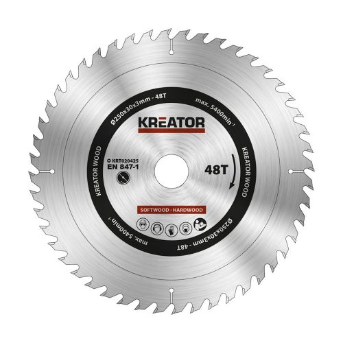 Kreator körfűrészlap 250 mm 48 fog fa  KRT020425