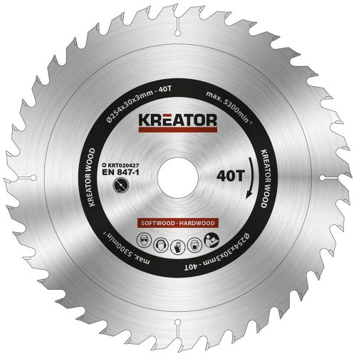 Kreator körfűrészlap 254 mm 40 fog fa  KRT020427