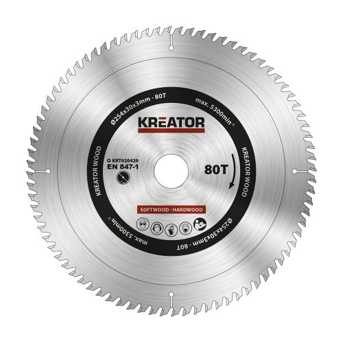 Kreator körfűrészlap 254 mm 80 fog fa  KRT020429