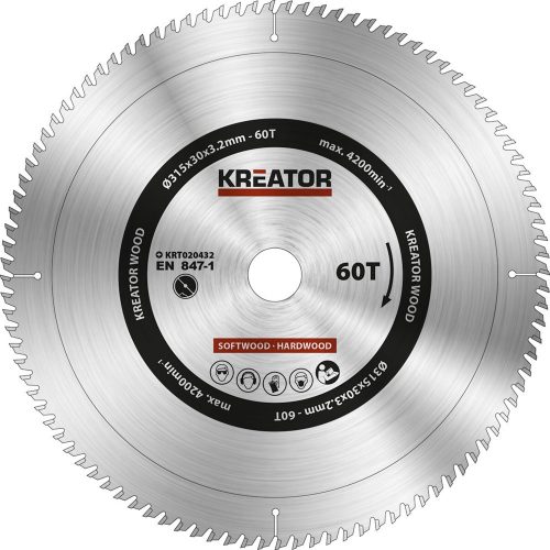 Kreator körfűrészlap 315 mm 60 fog fa  KRT020432