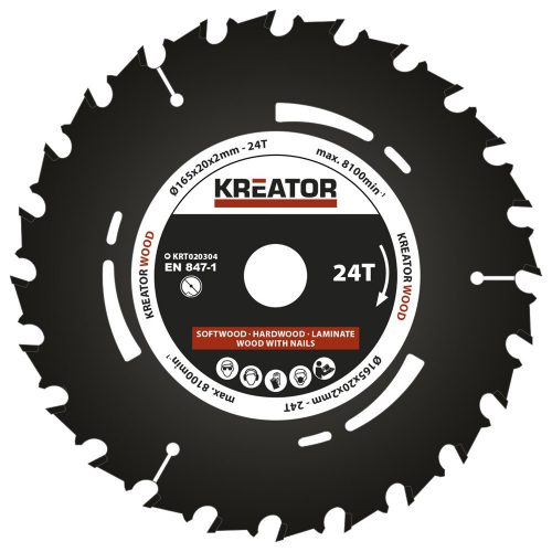 Kreator merülőfűrészlap 165 mm 24 fog KRT020304