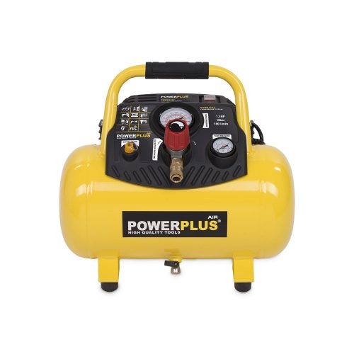 PowerPlus sárga kompresszor 1100W, 12L, olajmentes  POWX1723